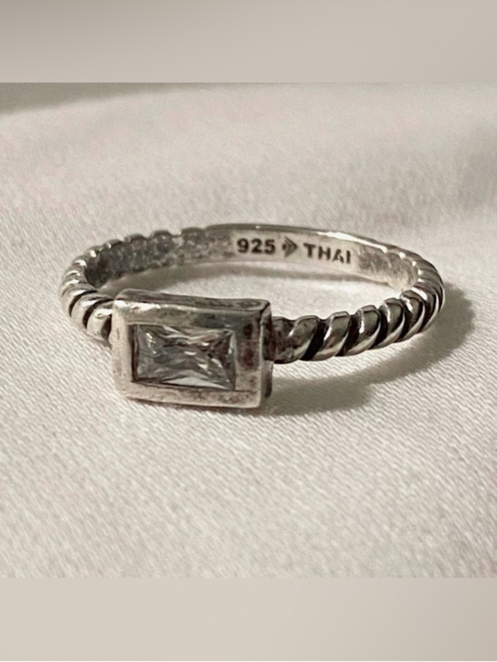 Silpada Sterling 925 Silver Belle Fleur Baguette CZ Rope Ring Size 6